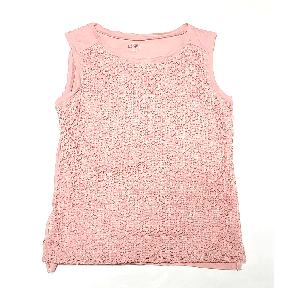 Loft sleeveless blouse pink women's XS crochet pattern